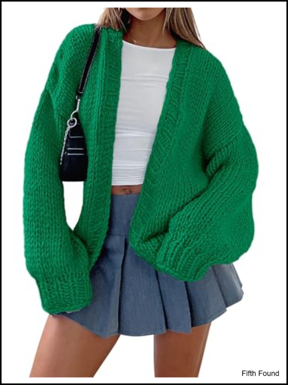 PRETTYGARDEN Open Front Chunky Knit Cardigan Sweater Loose Fit